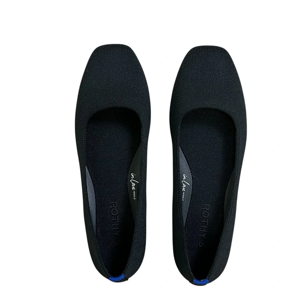 Rothy’s 8.5 Black The Max Square Flats - Picture 3 of 11